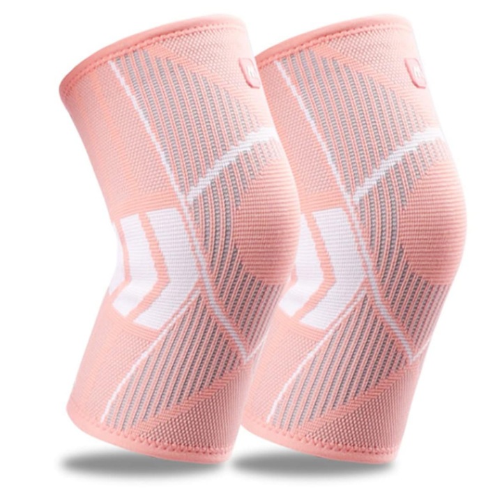 Genunchiera sport elastica din material respirabil, MzcrJosv®, anti-alunecare, pentru activitati intense – ciclism, fitness, alergare, drumetie, suport pentru genunchi, marime S, Roz