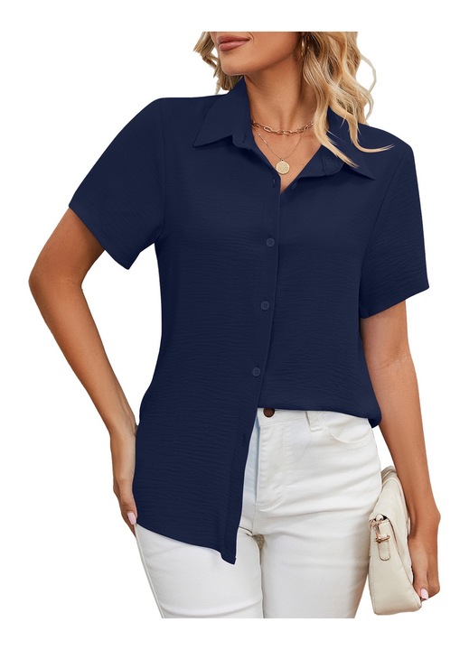 Női ing, Jormftte, alkalmi, légáteresztő, sötétkék, rövid ujjú, 2XL INTL