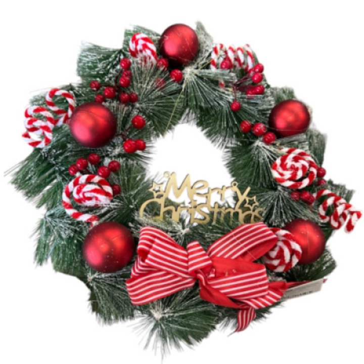 Coronita Decorativa de Craciun cu globuri pentru usa, clini 40cm, 2x-0597