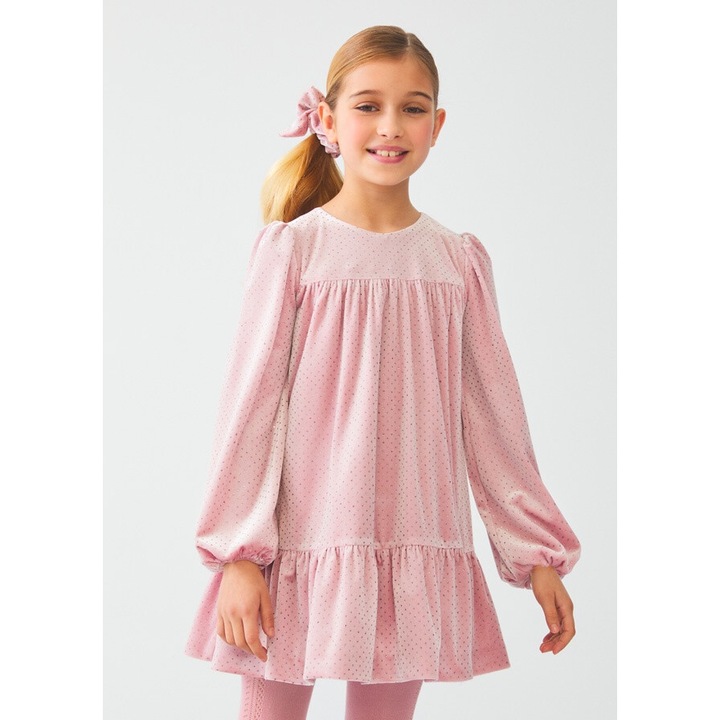 Rochie catifea roz prafuit 157 CM