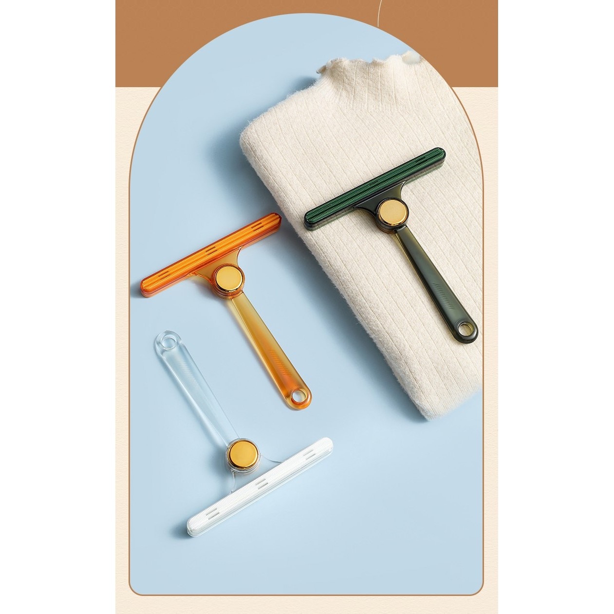 Perie de Indepartare a Scamelor, pentru Haine si Par de Animale, cu Doua Fete, Manual, Multifunctional, 12x14.5 cm, Accesoriu pentru Casa, Portocaliu