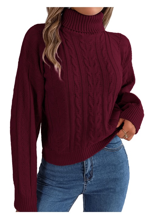 Női pulóver, Jormftte, bordó, kötött