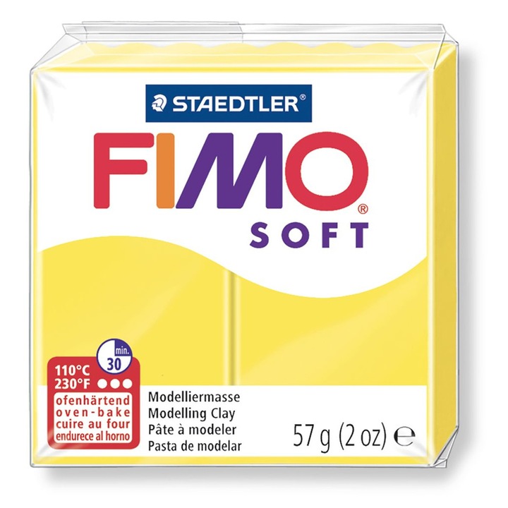 Plastilina moale ardebila, Fimo, 57 g, Galben lamaie
