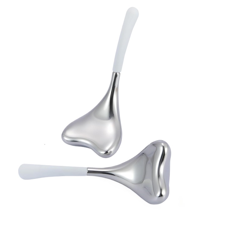 Lingura cu Gheata 2-in-1 pentru Fata, Instrumente pentru Ingrijirea Pielii Fetei si Ochilor pentru Femei, Accesorii Estetice Rezistente din Otel Inoxidabil, Roller cu Globuri de Gheata pentru Racire Spa