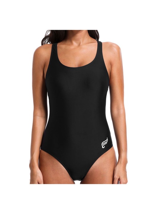 Jormftte női egyrészes fürdőruha kivágással, Fekete