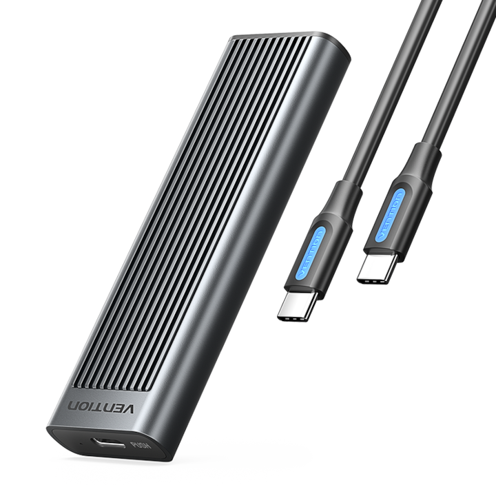 Външен SSD M.2 NVMe и SATA шкаф, VENTION, 10 Gbps, USB-C 3.2 Gen2, алуминиева сплав, сив