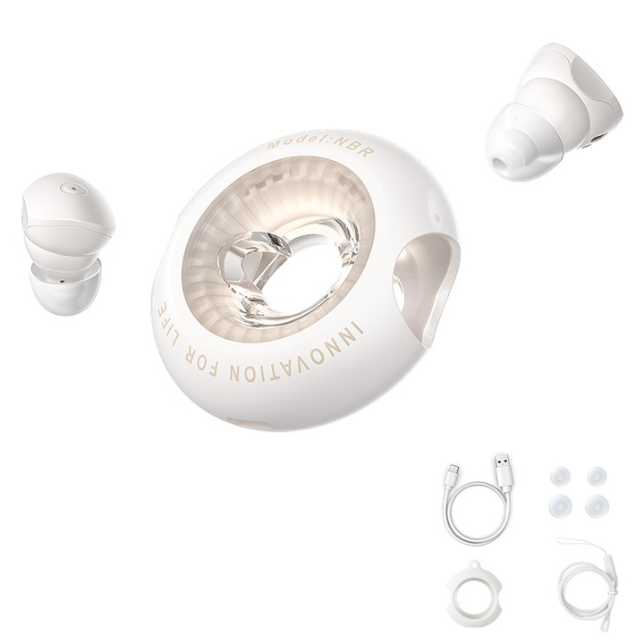 Casti wireless audio, VENTION, Bluetooth 5.3, Control prin Atingere, Autonomie 20 h, Impermeabil IPX4, Carcasa de protectie din silicon CU si snur din silicon, Alb