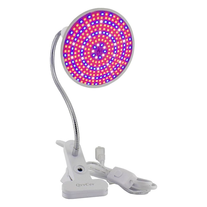 Lampa pentru Cresterea Plantelor, OPTIM SOLUTION, Potrivit pentru Intregul Ciclu de Crestere, de Interior, Dezvoltare Accelerata Flori, nu Emana Caldura, 290 LED-uri, 2 Culori, Prindere cu Clips, 46 x 11.5 x 9.2 cm, Lumina Multicolora