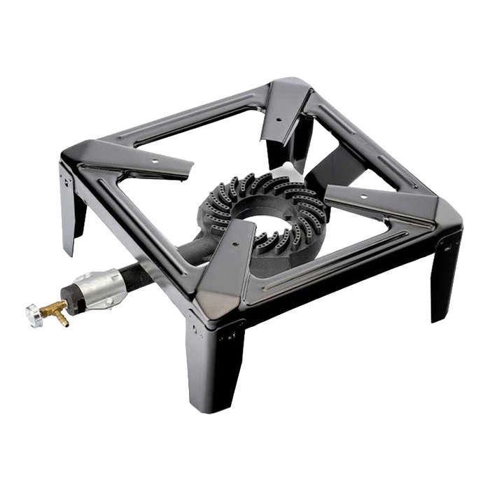 Газов котлон за къмпинг, PROCART, чугун, 40x40 см, 4 опорни крака, черна