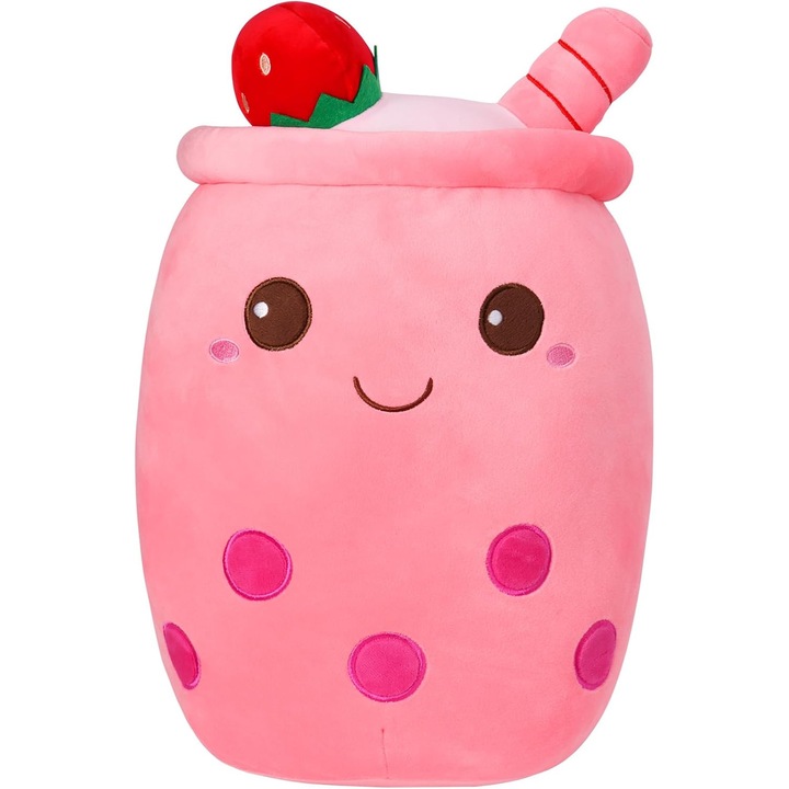Perna din Plus 23 cm Boba Tea Pentru Copii, Perna Pufoasa Pentru Imbratisat, Roz