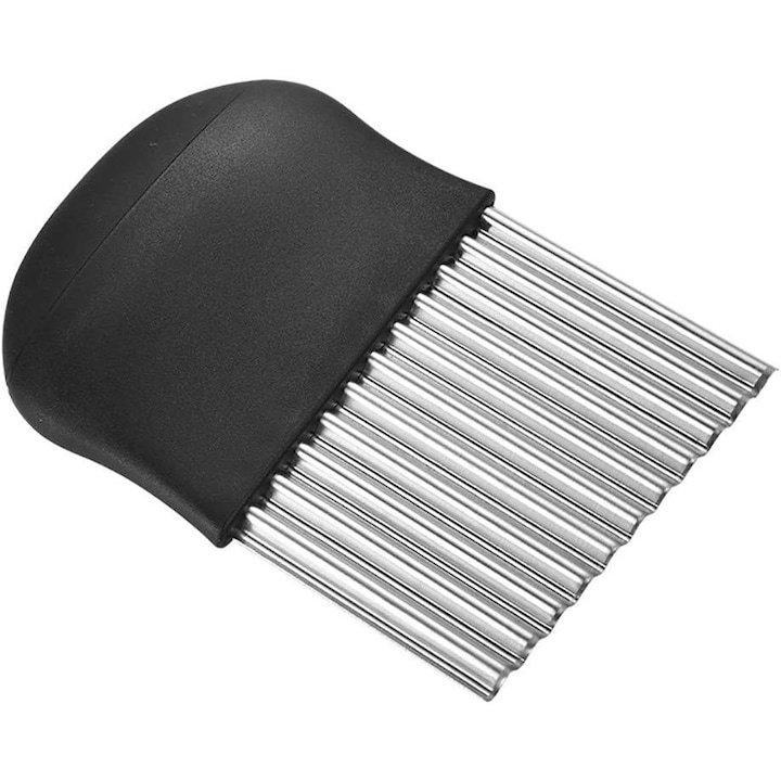 Hullámosburgonya-vágó kés, fekete, könnyen használható, pontos vágások