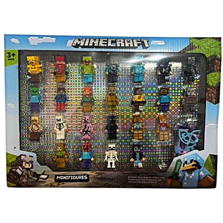 Minecraft, комплект от 24 фигурки, многоцветни, 6см