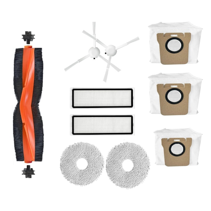 PAA-home tartozékkészlet, kompatibilis a Xiaomi Robot Vacuum X20 + / X20 Plus porszívókkal, 2 szűrőt, 2 fehér oldalkefét, 2 kendőt, 1 központi kefét és 3 porgyűjtő zsákot tartalmaz
