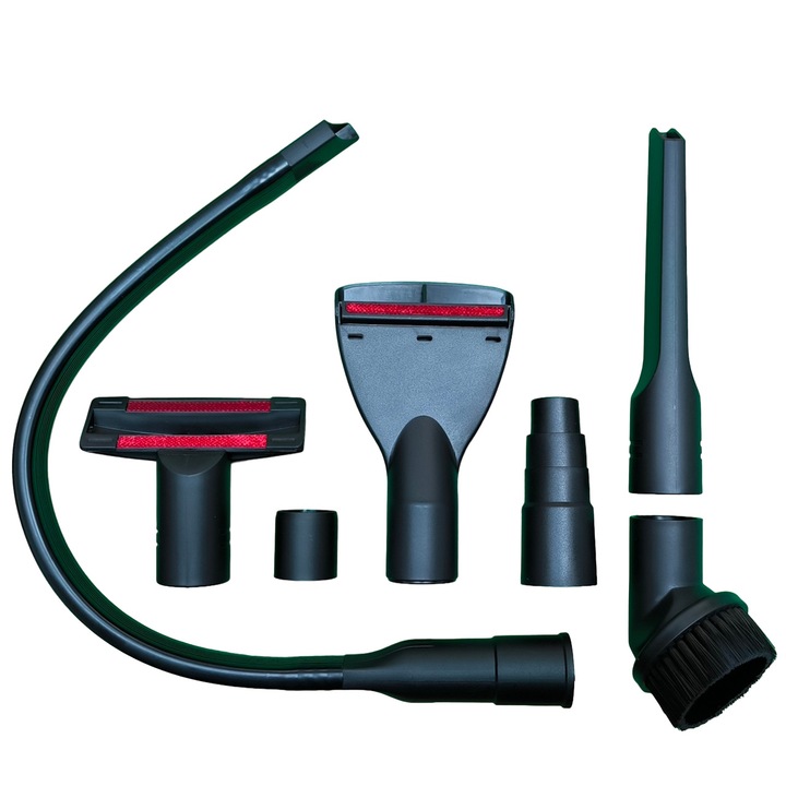 Set 7 accesorii pentru aspirator cu 5 duze curatare spatii inguste din casa sau auto si 2 adaptoare compatibile Karcher, Samsung, Bosch, Rowenta, Panasonic