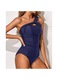 Női kétrészes aszimmetrikus Jormftte fürdőruha, Tengerészkék
