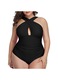 Női fürdőruha, Jormftte, keresztezett design, egyedi kivágás, fekete