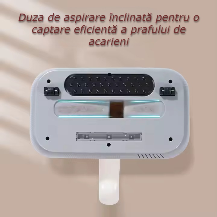 Aspirator Anti-Acarieni UV-C, Tehnologie Avansata, Filtrare HEPA, Putere Mare de Aspirare, Ultrasunete pentru Curatare Profunda a Saltelelor, Eliminand Acarienii, Bacteriile, Alergenii, Design Ergonomic, Siguranta Garantata, Functionare Fara Fir