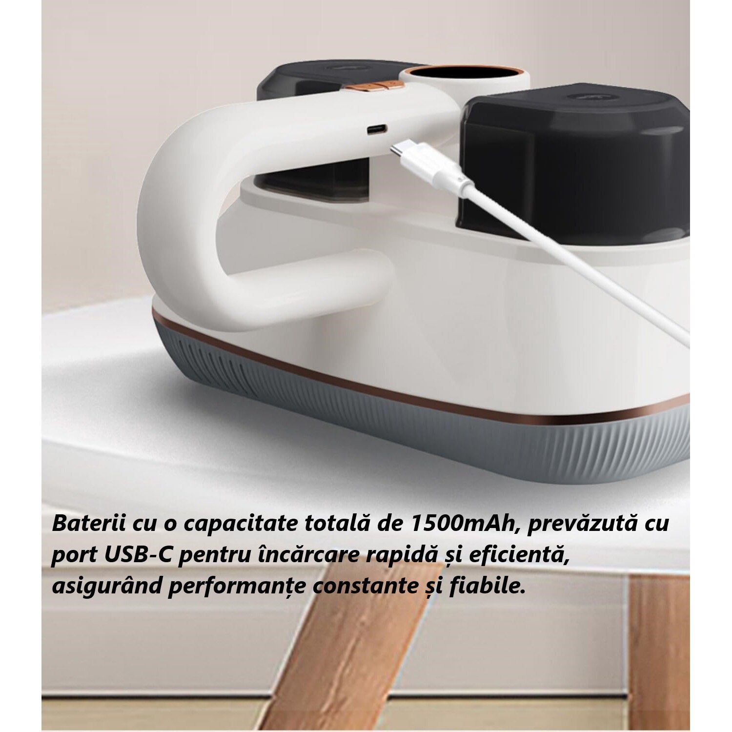 Aspirator Anti-Acarieni UV-C, Tehnologie Avansata, Filtrare HEPA, Putere Mare de Aspirare, Ultrasunete pentru Curatare Profunda a Saltelelor, Eliminand Acarienii, Bacteriile, Alergenii, Design Ergonomic, Siguranta Garantata, Functionare Fara Fir