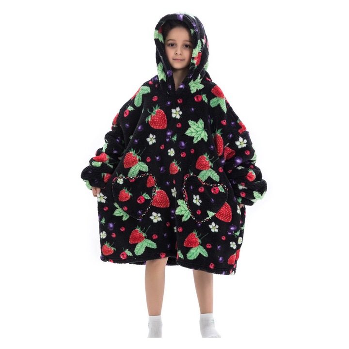 Jormftte kapucnis takaró, fekete, 75 cm