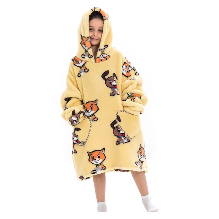 Jormftte kapucnis takaró, sárga, 75 cm