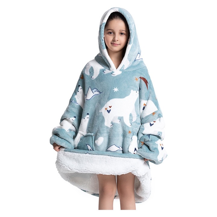 Jormftte gyermek flanel takaró, kék, nagy méret