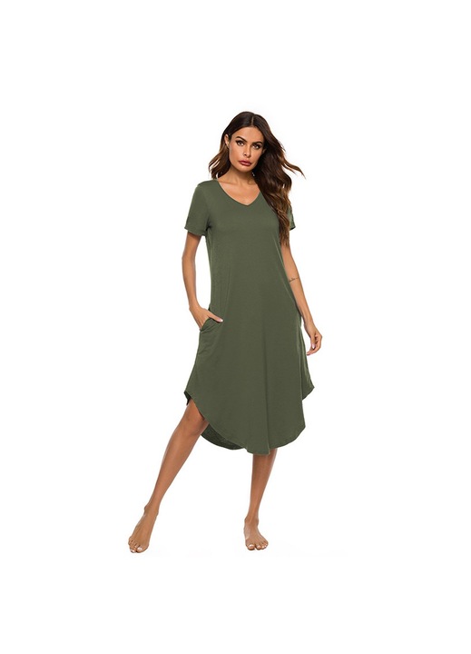 Női pizsama, Jormftte, rövid hálóing, hajtogatott részletek, zöld, puha anyag