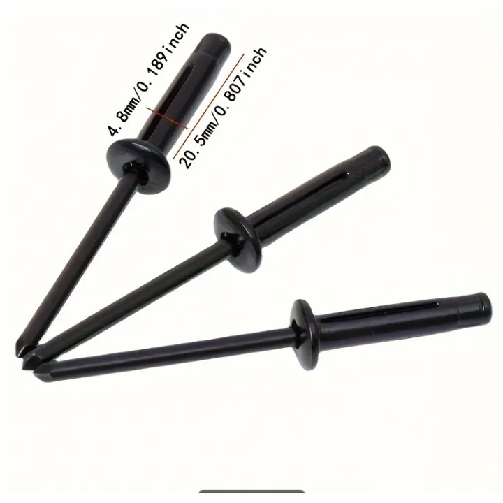 Virágos popszegecsek teljesen fekete alumíniumból RAL9005 - DIN7337 4 x 18,8mm - 50 db