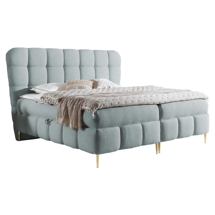 Pat boxspring Tiloni 160x200, MIRJAN24, albastru, 166x227x123 cm