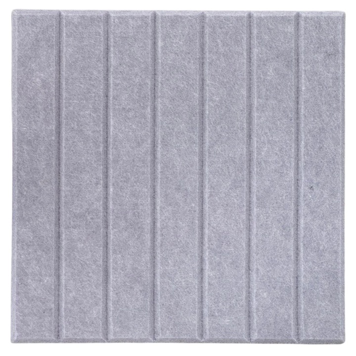 Kárpitozott panel 3D faldekorációhoz, Marvit, öntapadós, akusztikus, 30 x 30 cm, csíkok, Világosszürke