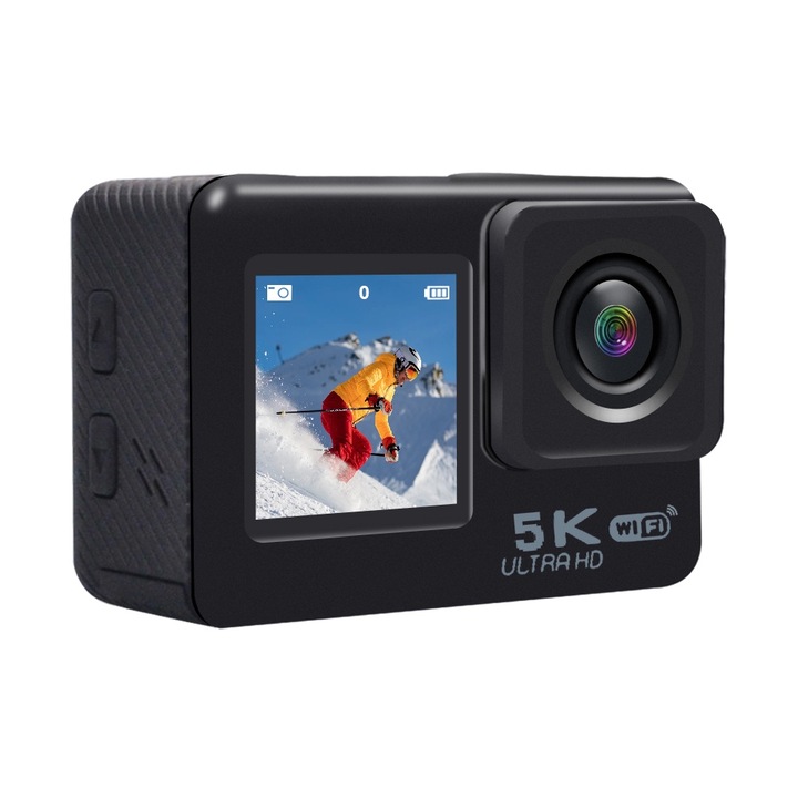 Спортна видеокамера, SMARTIC®, модел SRB1D, 5K запис, 24MP, 1050mAh батерия, 170° зрителен ъгъл, черна
