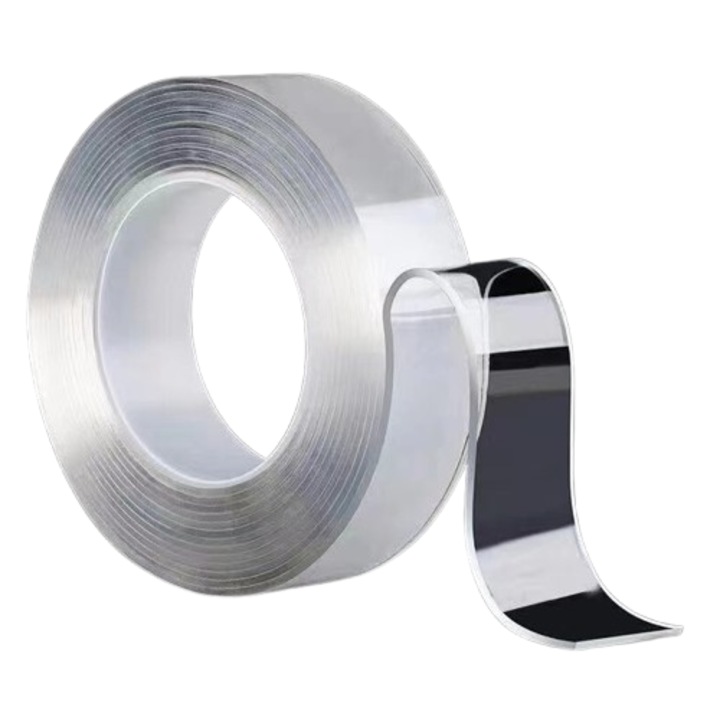 Kétoldalas ragasztószalag, 2m x 30mm, szuperragasztó, átlátszó, készlet