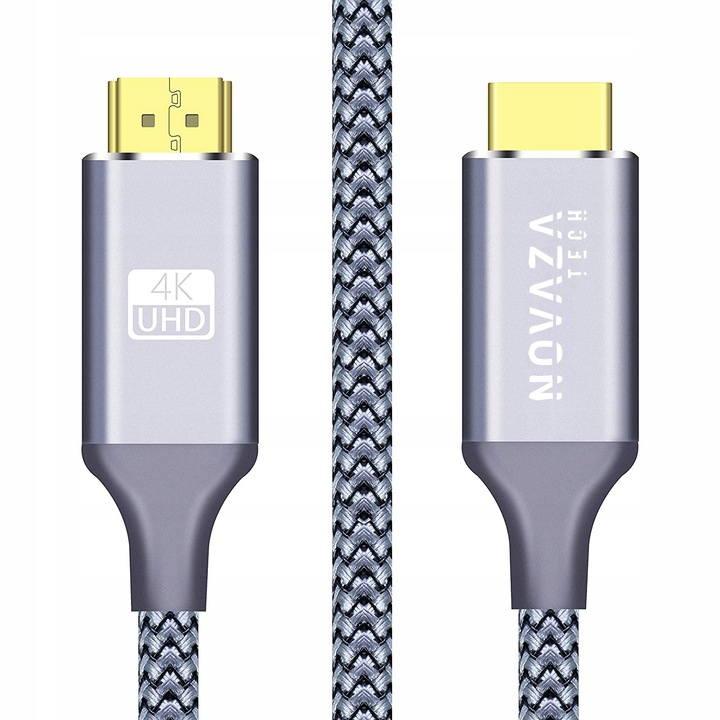 Cablu HDMI 2.0 1.5M, Novaza Tech, HDMI 2.0, 5 metri, Ultra HD 4K 2160p, Suport 18 Gbps, Ecranare tripla, Negru, gri