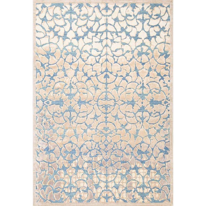 Covor living / dormitor Oriental Weavers Seychelles B 827/Q, 160 x 235 cm, poliester chenille, bej + albastru, dreptunghiular