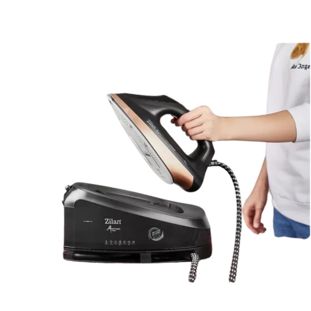 Fier de calcat Aurum cu statie Zilan ZLN4261 Negru, putere 3000W, incalzire in 35 secunde, sistem de auto oprire