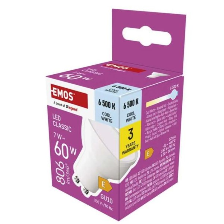 LED крушка Emos Classic MR16 / GU10 / 7 W (60 W) / 806 lm / Студено бяла ZQ8E44 1525730112