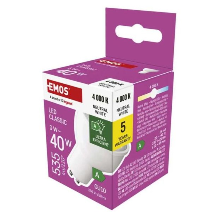 Emos LED крушка Classic MR16 / GU10 / 3 W (40 W) / 535 lm / Естествено бяла ZQ8338 1525730423
