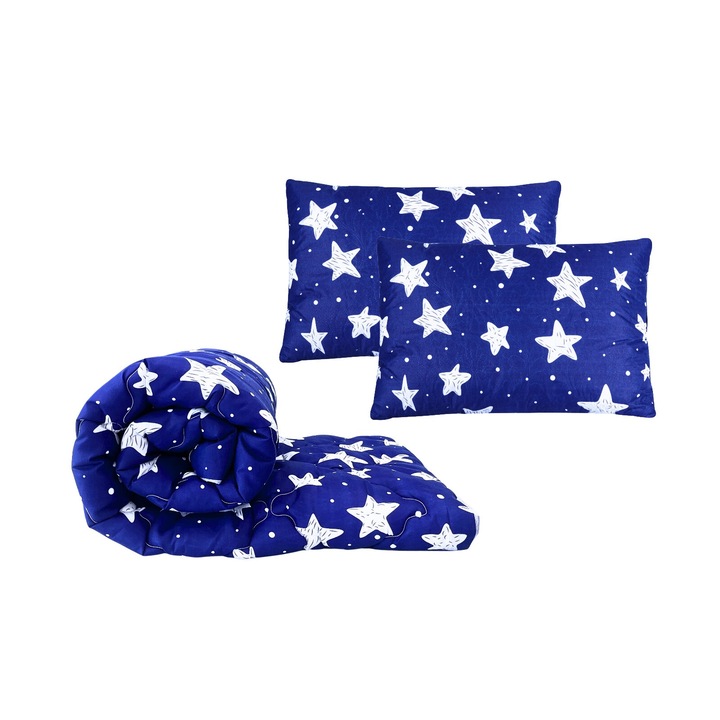 Steppelt paplan garnitúra 2 személyes 200x220 cm és 2 steppelt párna 50x70 cm Somnart Galaxy töltet 250 g/m2 antiallergén szilikon pehely, mikroszálas huzat, közepes hőfok