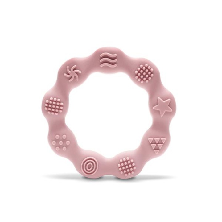 Jucarie de dentitie din silicon, Lorelli, 0 luni+, Ring, Pink