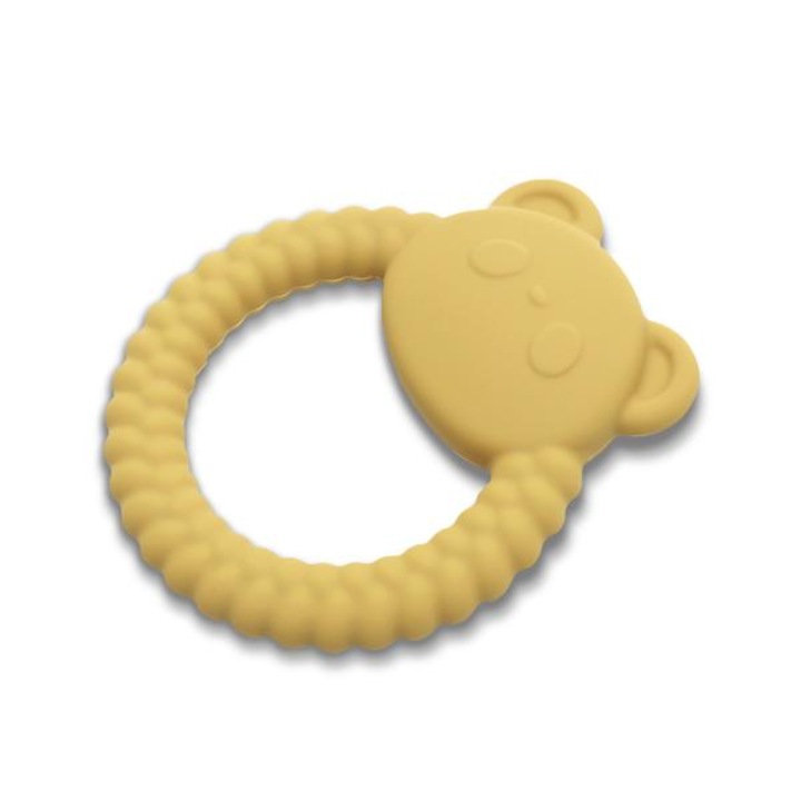Jucarie de dentitie din silicon, Lorelli, 0 luni+, Panda, Yellow