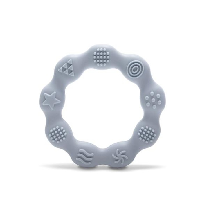 Jucarie de dentitie din silicon, Lorelli, 0 luni+, Ring, Grey