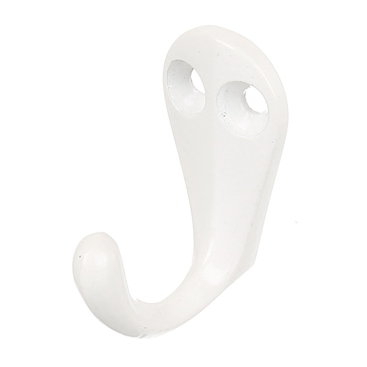 Cuier perete, o agatatoare simpla, metal, 4 cm, alb