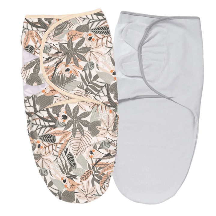 Set 2 sisteme de infasat reglabil din bumbac 0-3 luni Kidizi® Jungle, 100% bumbac