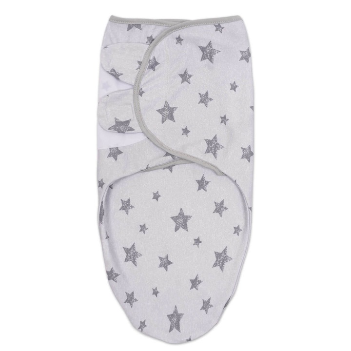 Sistem infasare bebelusi reglabil 0-3 luni Kidizi® Galaxy Grey, bumbac 100%