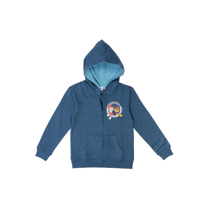 Hanorac copii cu gluga si buzunare frontale, albastru, 100 % bumbac, Paw Patrol
