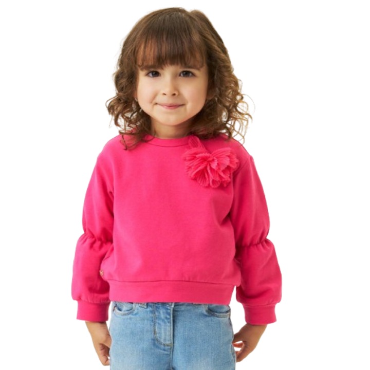 Virágrátétes bolyhos pulóver lányoknak, Sarabanda, 0.A304