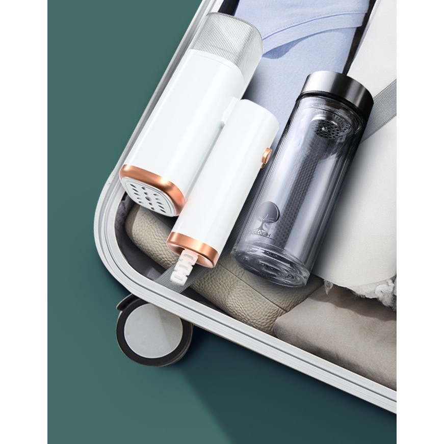 Aparat de Calcat Vertical Portabil cu Abur, Putere 1000W, Rezervor de 100 ml, Priza, Functie Anti Calcar si Auto Curatare, Pliabil, 15x17x7.5 cm, Alb