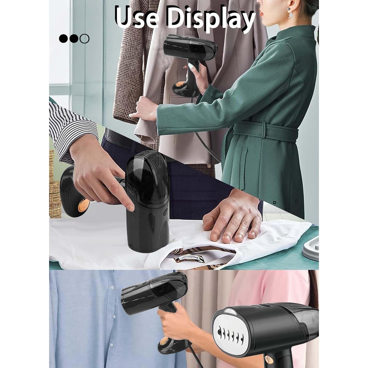 Aparat de Calcat Vertical Portabil cu Abur, Putere 1500W, Rezervor Detasabil de 138ml, Priza, Functie Anti Calcar si Auto Curatare, Pliabil, cu Perie, 20x10.5x8 cm, Negru