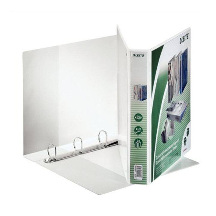 Biblioraft, Leitz, 4 inele, A4, Polipropilena, Alb