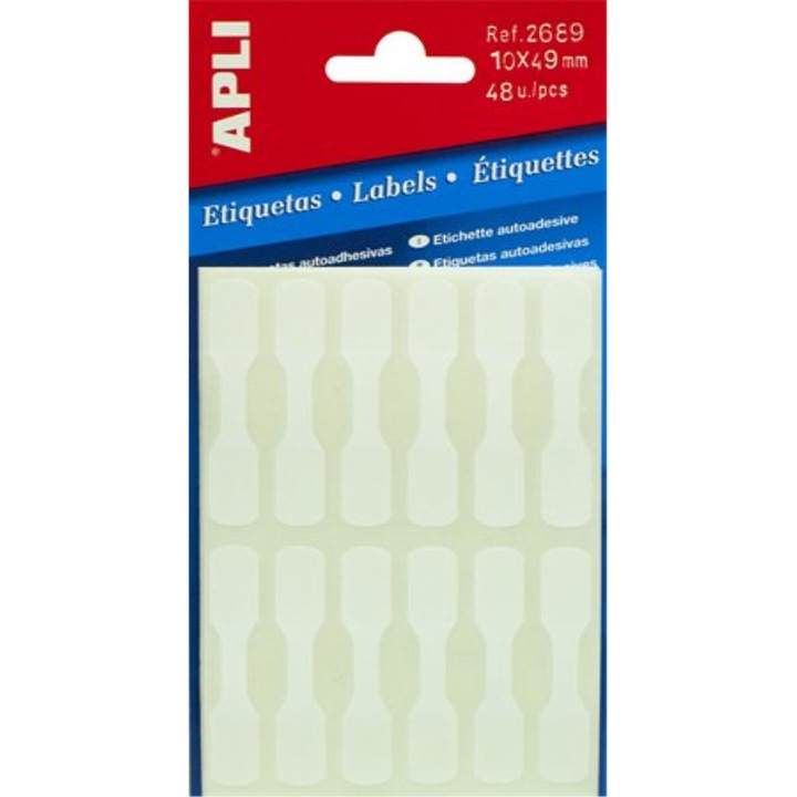 Eticheta, Apli, 10x49 mm, pentru bijuterii, 48 etichete/pachet, Alb