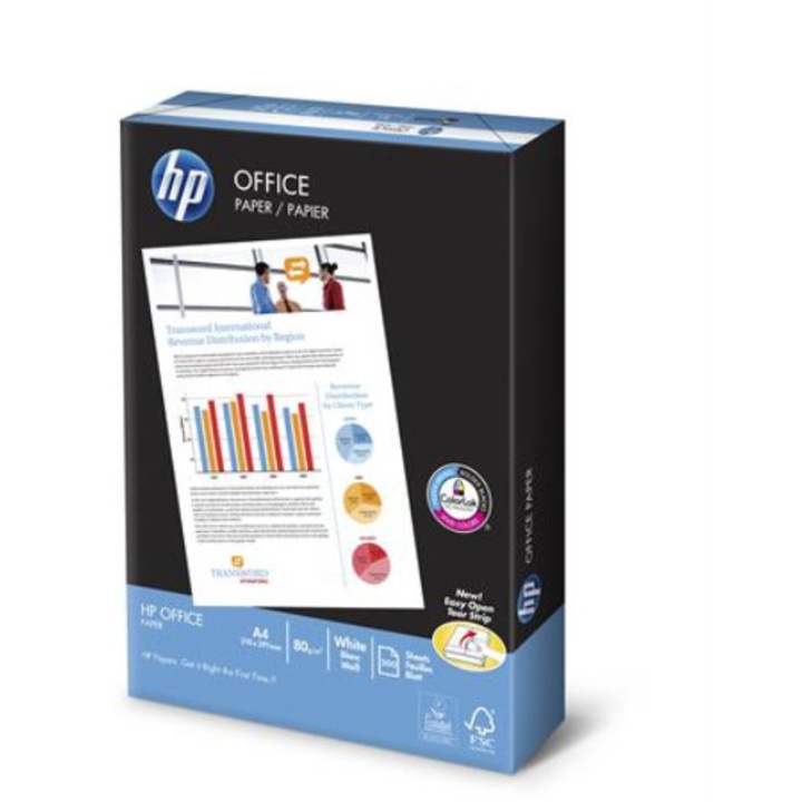 Hartie de copiere Office A4, HP, 80 g, 500 coli, Alb